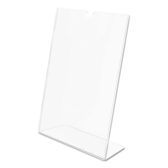 Superior Image Slanted Sign Holder, Portrait, 8 1/2 x 11 Insert, Clear
