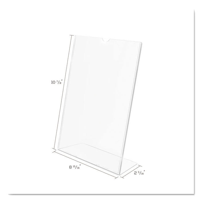 Superior Image Slanted Sign Holder, Portrait, 8 1/2 x 11 Insert, Clear