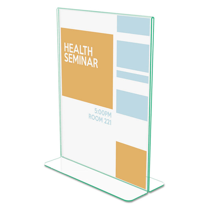 Superior Image Premium Green Edge Sign Holders, 8 1/2 x 11 Insert, Clear/Green