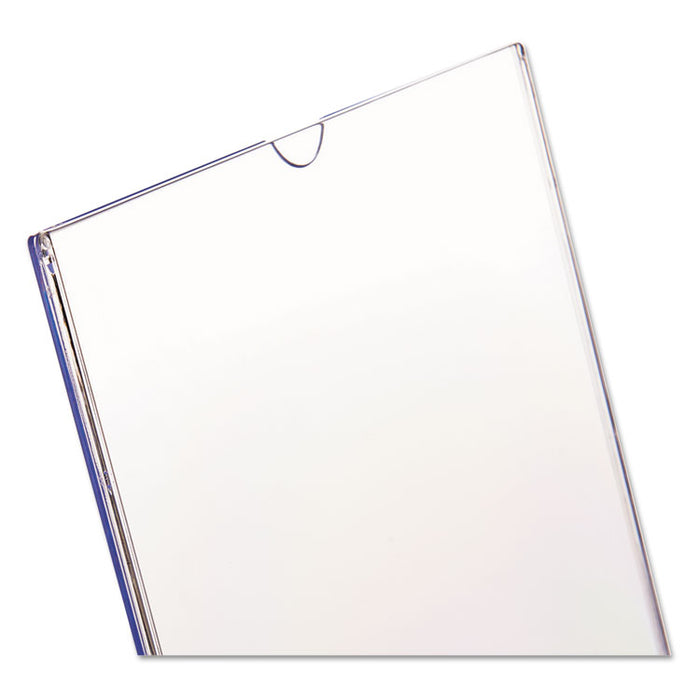 Superior Image Slanted Sign Holder, Portrait, 8 1/2 x 11 Insert, Clear