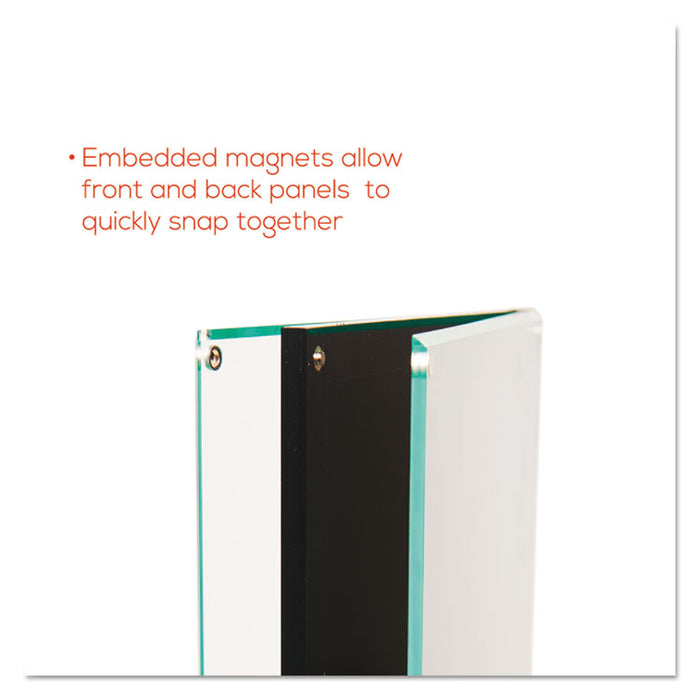 Double-Sided Magnetic Sign Display, 8.5 x 11 Insert, 56" Tall, Clear/Black