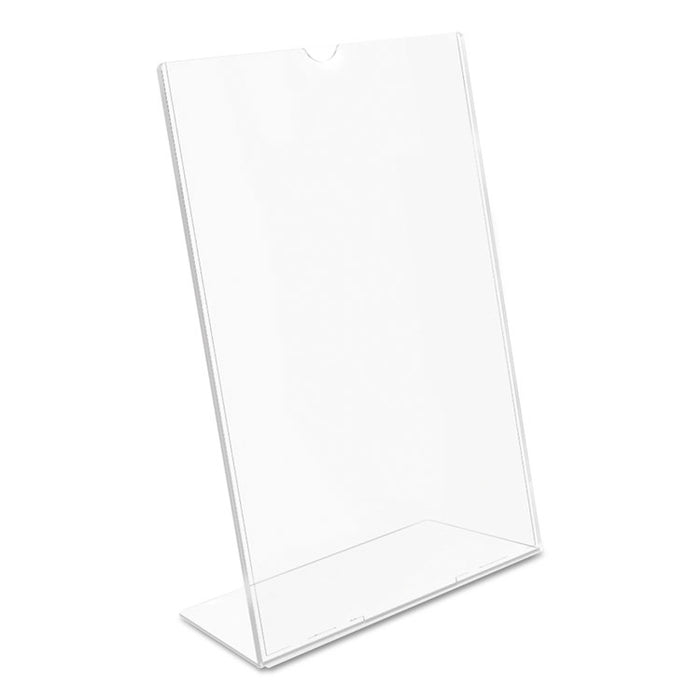 Superior Image Slanted Sign Holder, Portrait, 8 1/2 x 11 Insert, Clear
