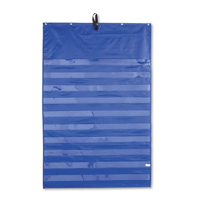 Essential Pocket Chart, Ten Clear and One Storage Pocket, Grommets, Blue, 31 x 42