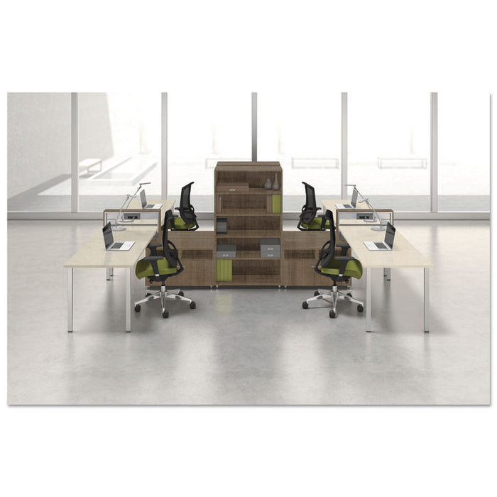 e5 2-Person Workstation with Beltway, 123.5w x 73d x 29.5h, Summer Suede/Cocoa