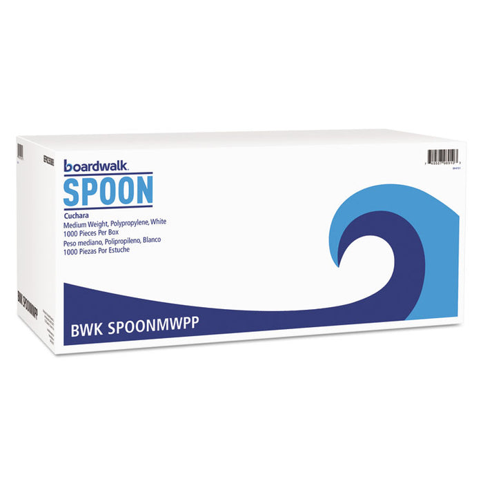Mediumweight Polypropylene Cutlery, Teaspoon, White, 1000/Carton