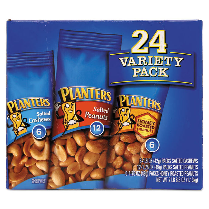 Variety Pack Peanuts and Cashews, 1.75 oz/1.5 oz Bag, 24/Box