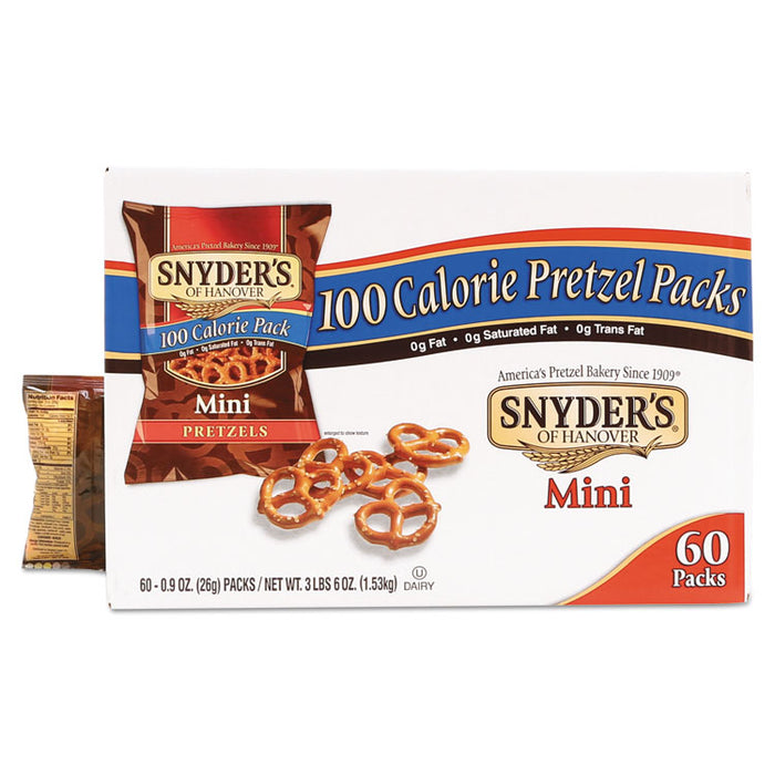 Mini Pretzels, Original, 0.9 oz Bags, 60/Carton
