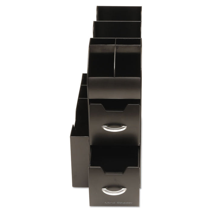 Coffee Condiment Caddy Organizer, 5 2/5 x 11 x 12 3/5, Black