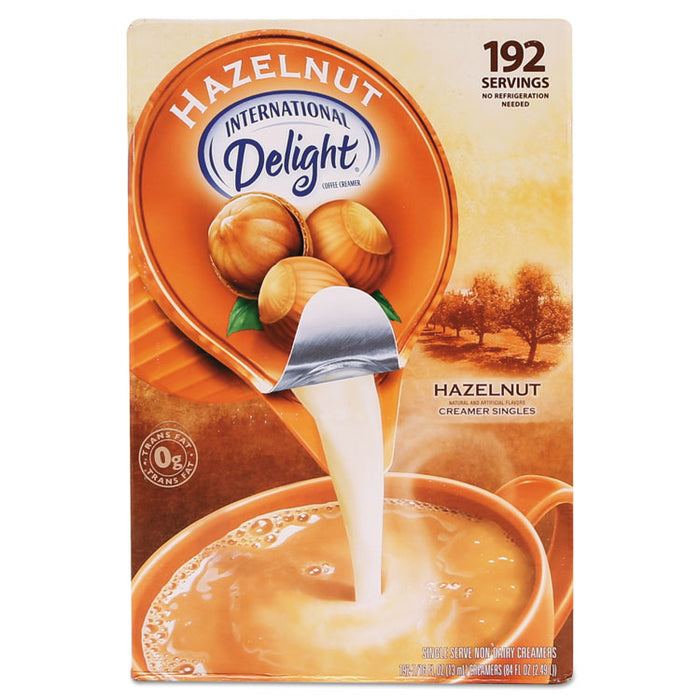 Flavored Liquid Non-Dairy Coffee Creamer, Hazelnut, 0.4375 oz Cups, 192 Cups/CT