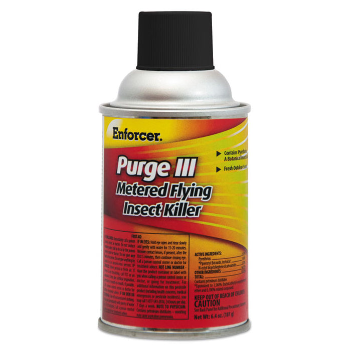 Purge III Metered Flying Insect Killer, 6.4 oz Aerosol Spray, Fresh Scent, 12/Carton