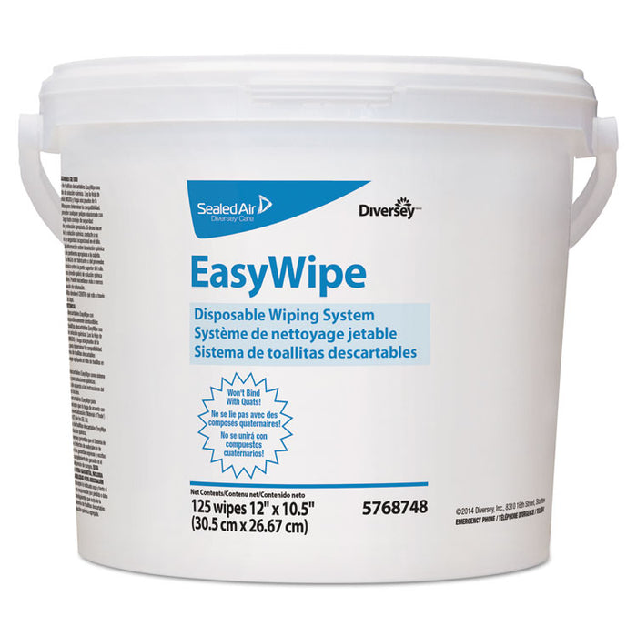 Easywipe Disposable Wiping Refill, 8.63 x 24.88, White, 125/Bucket, 6/Carton