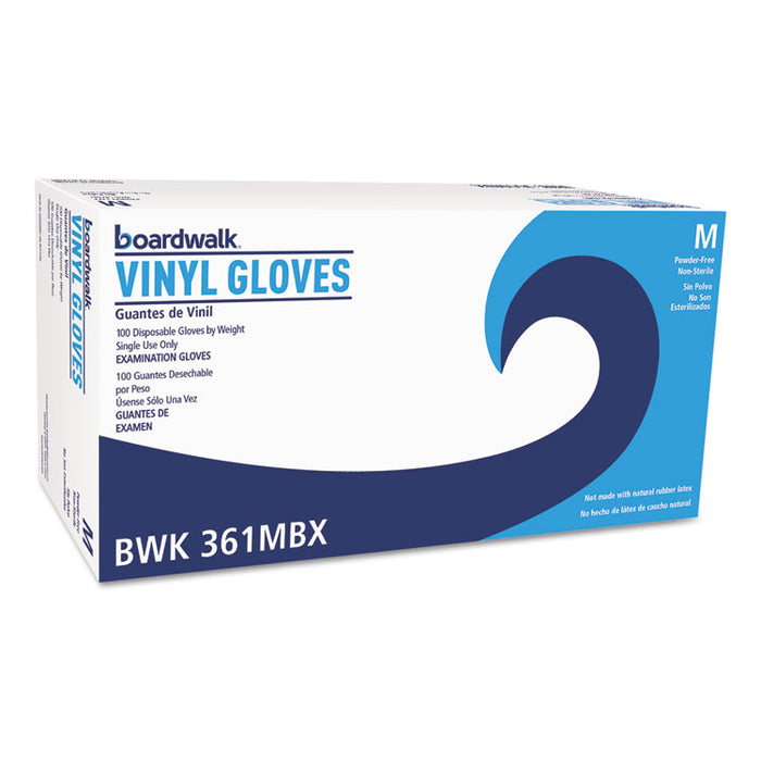 Exam Vinyl Gloves, Clear, Medium, 3 3/5 mil, 100/Box, 10 Boxes/Carton