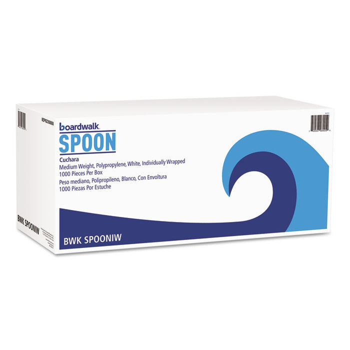 Mediumweight WraPolypropyleneed Polypropylene Cutlery, Teaspoon, White, 1000/Carton