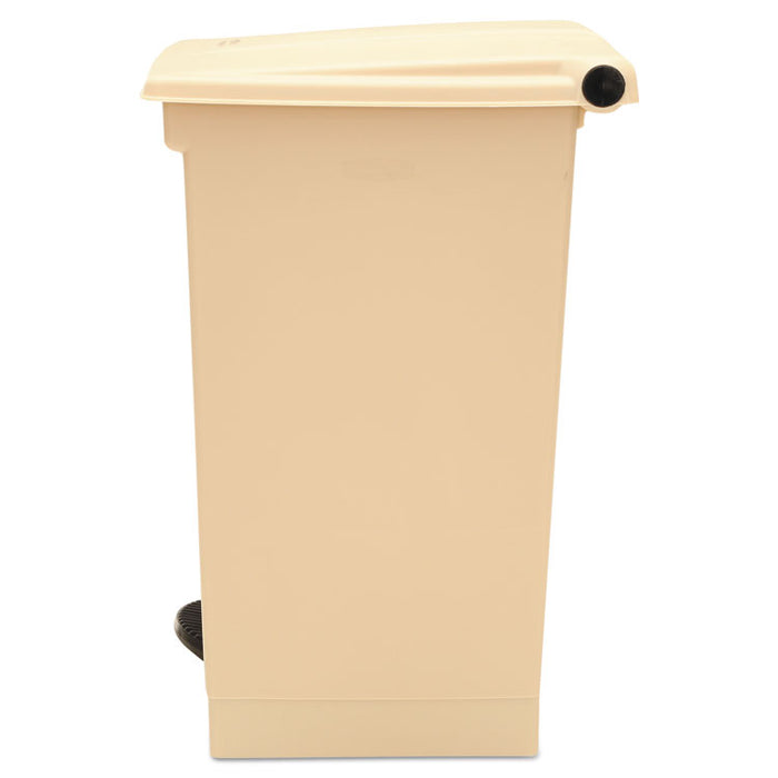 Indoor Utility Step-On Waste Container, Square, Plastic, 12 gal, Beige
