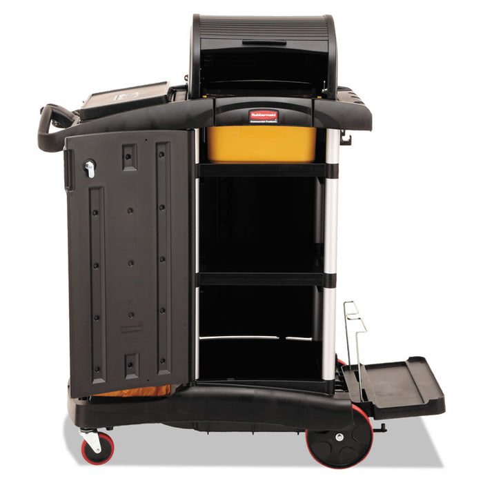 High-Security Healthcare Cleaning Cart, 22w x 48.25d x 53.5h, Black