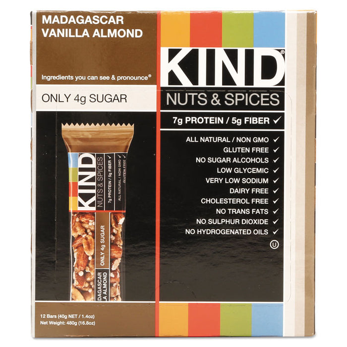 Nuts and Spices Bar, Madagascar Vanilla Almond, 1.4 oz, 12/Box