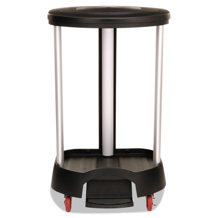 Premium Step-On Linen Hamper, 30 gal, 20.38w x 22.25d x 37.88h, Aluminum/Plastic, Black