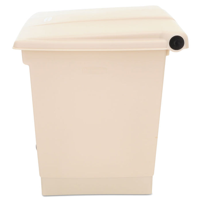 Indoor Utility Step-On Waste Container, Square, Plastic, 8 gal, Beige