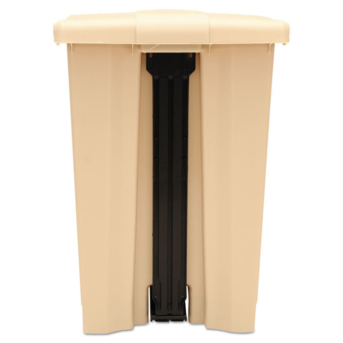 Indoor Utility Step-On Waste Container, Square, Plastic, 12 gal, Beige
