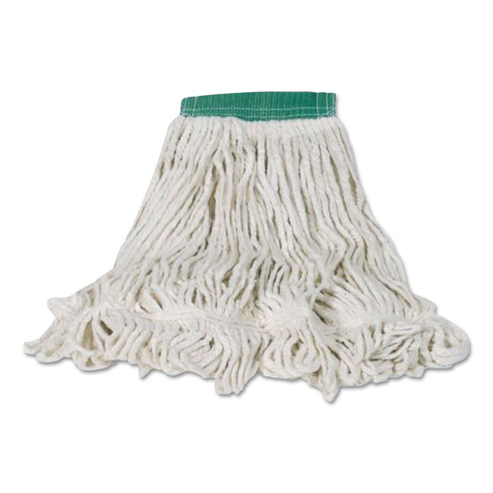 Swinger Loop Shrinkless Mop Heads, Cotton/Synthetic, White, Medium, 6/Carton