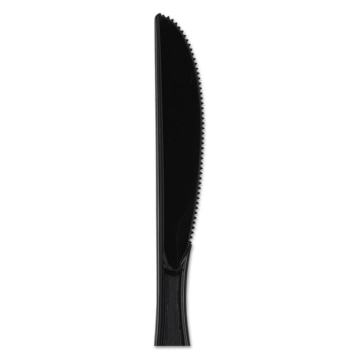 Plastic Cutlery, Heavy Mediumweight Knives, Black, 1,000/Carton