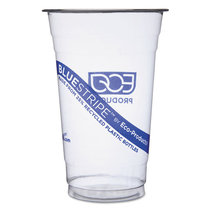 BlueStripe 25% Recycled Content Cold Cups, 20 oz, Clear/Blue, 1000/Carton