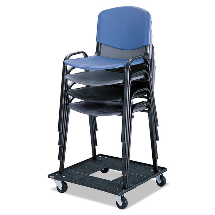 Stacking Chair Cart, 23.13w x 23.13d x 4.5h, Black