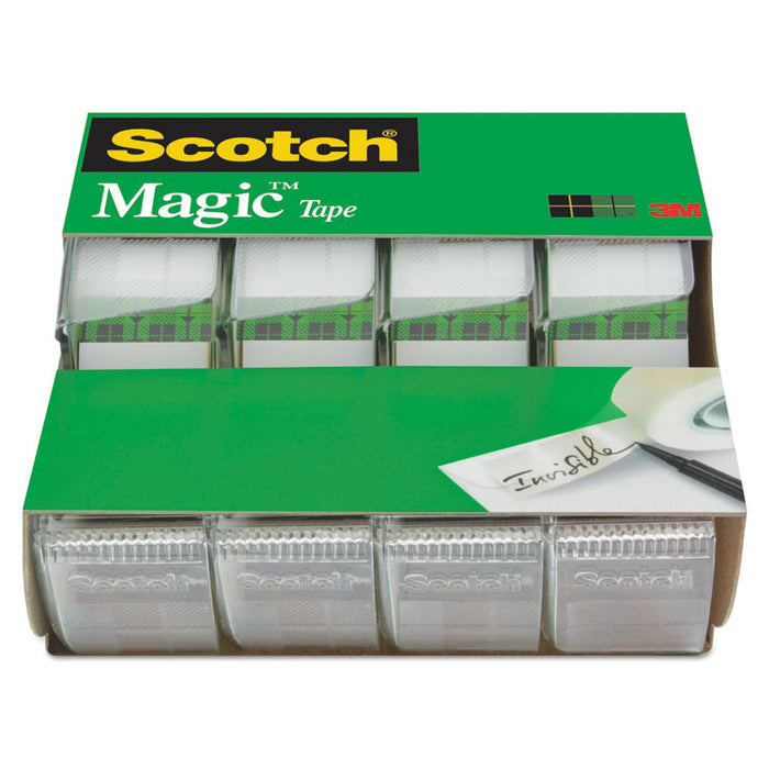 Magic Tape in Handheld Dispenser, 1" Core, 0.75" x 25 ft, Clear, 4/Pack