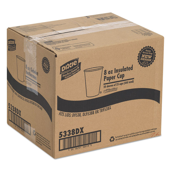 PerfecTouch Paper Hot Cups, 8 oz, Coffee Haze Design, 25/Sleeve, 20 Sleeves/Carton