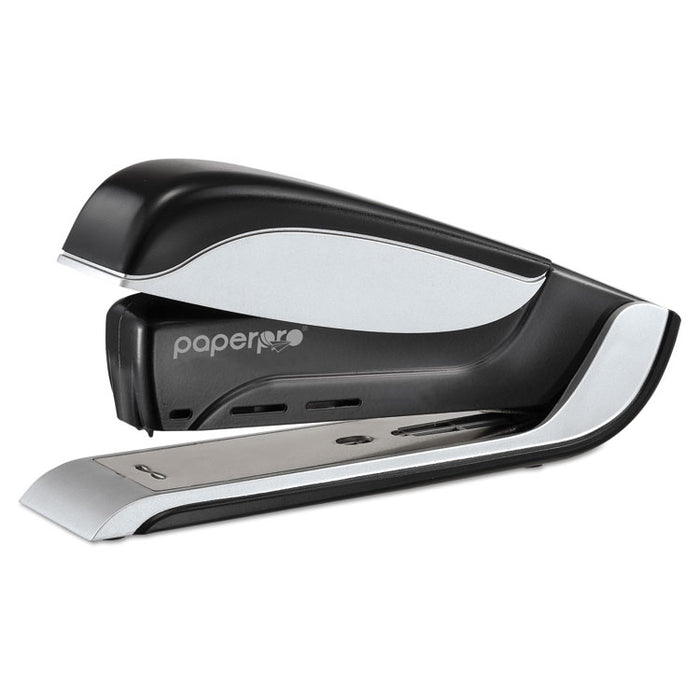 Spring-Powered Premium Desktop Stapler, 25-Sheet Capacity, Black/Silver