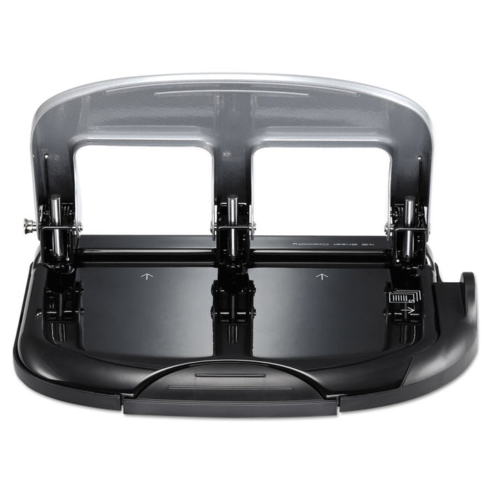 40-Sheet EZ Squeeze Three-Hole Punch, 9/32" Holes, Black/Silver