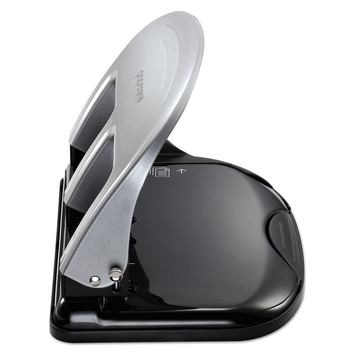 40-Sheet EZ Squeeze Three-Hole Punch, 9/32" Holes, Black/Silver