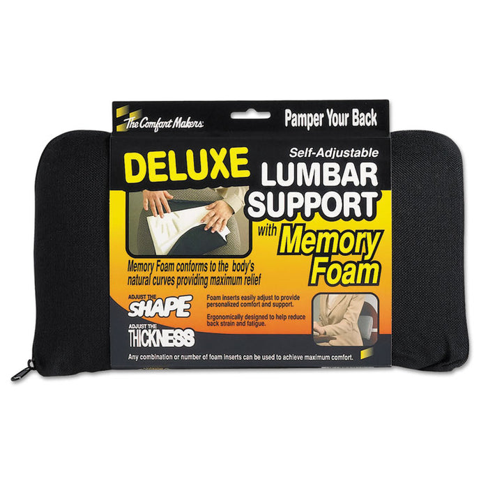 The ComfortMakers Deluxe Lumbar Support Cushion, Memory Foam, 12.5 x 2.5 x 7.5, Black