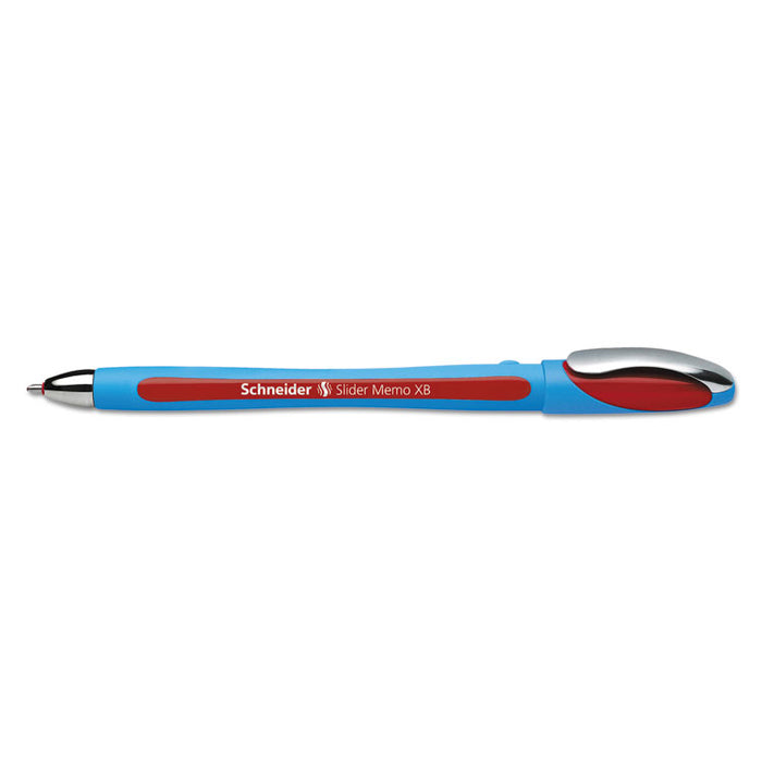 Schneider Slider Memo XB Stick Ballpoint Pen, 1.4mm, Red Ink, Blue/Red Barrel, 10/Box