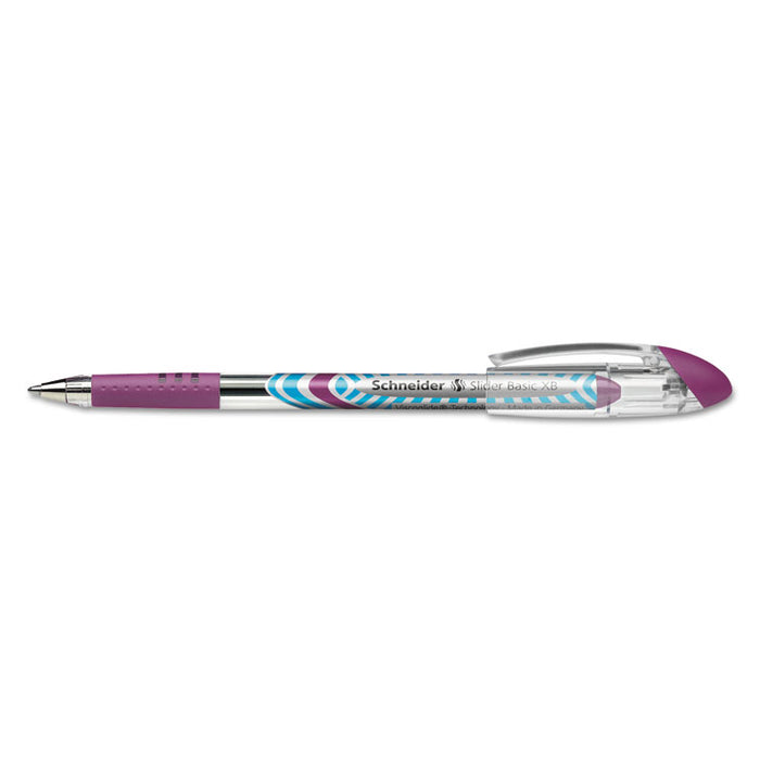 Schneider Slider Stick Ballpoint Pen, 1.4mm, Purple Ink, Purple/Silver Barrel