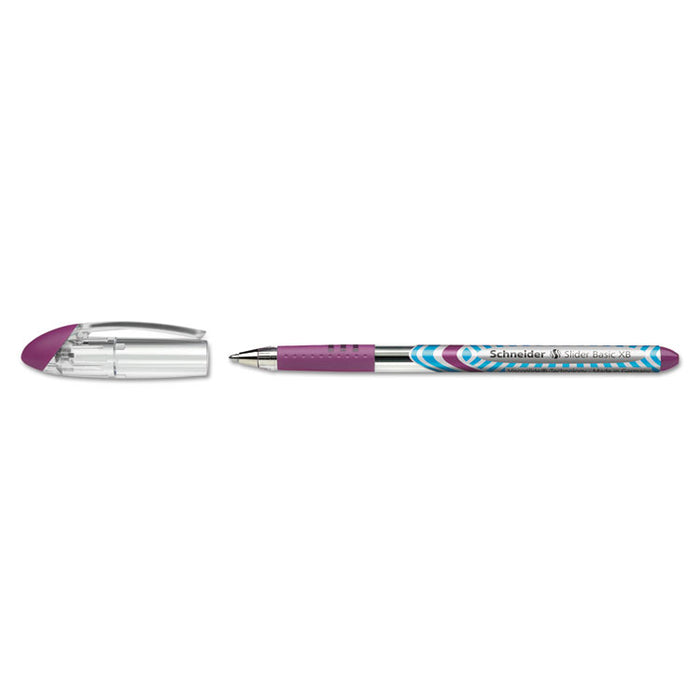 Schneider Slider Stick Ballpoint Pen, 1.4mm, Purple Ink, Purple/Silver Barrel
