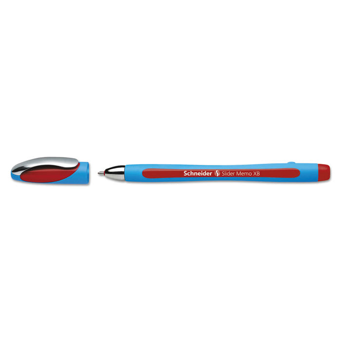 Schneider Slider Memo XB Stick Ballpoint Pen, 1.4mm, Red Ink, Blue/Red Barrel, 10/Box