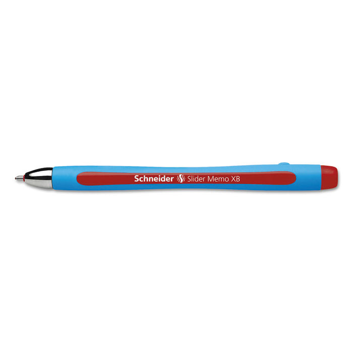 Schneider Slider Memo XB Stick Ballpoint Pen, 1.4mm, Red Ink, Blue/Red Barrel, 10/Box