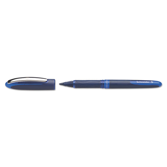 Schneider One Business Stick Roller Ball Pen, 0.6mm, Blue Ink/Barrel, 10/Box