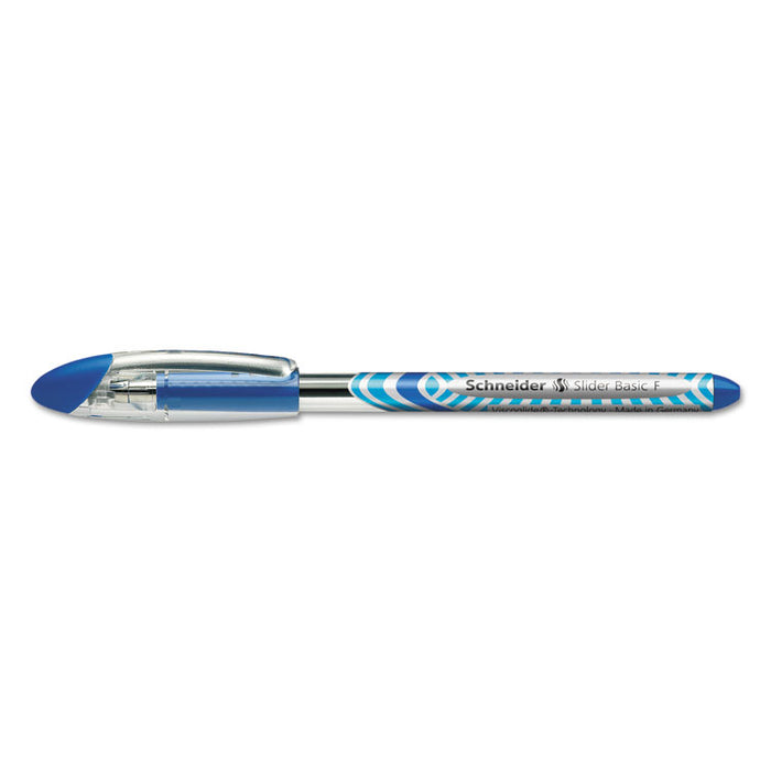 Schneider Slider Stick Ballpoint Pen, 0.7mm, Blue Ink, Gold/Silver/Blue Barrel, 10/Box