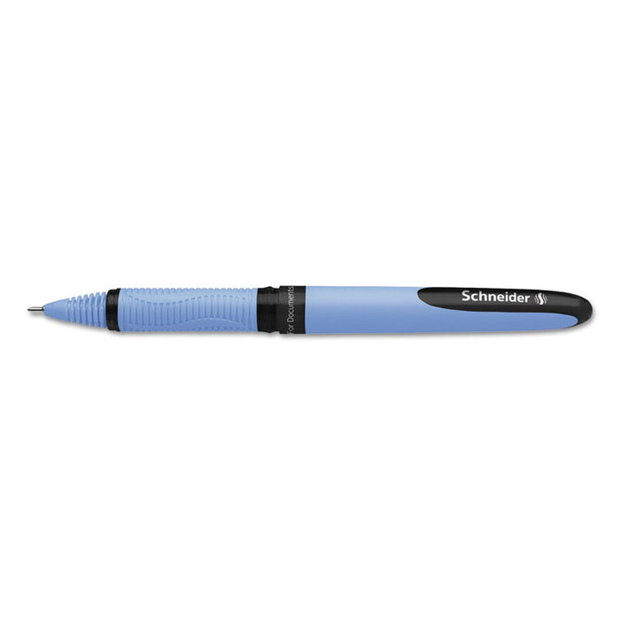 Schneider One Hybrid Stick Roller Ball Pen, 0.5mm, Black Ink, Blue Barrel, 10/Box