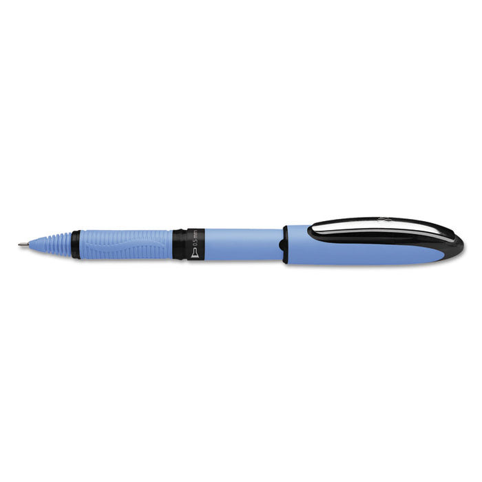 Schneider One Hybrid Stick Roller Ball Pen, 0.5mm, Black Ink, Blue Barrel, 10/Box