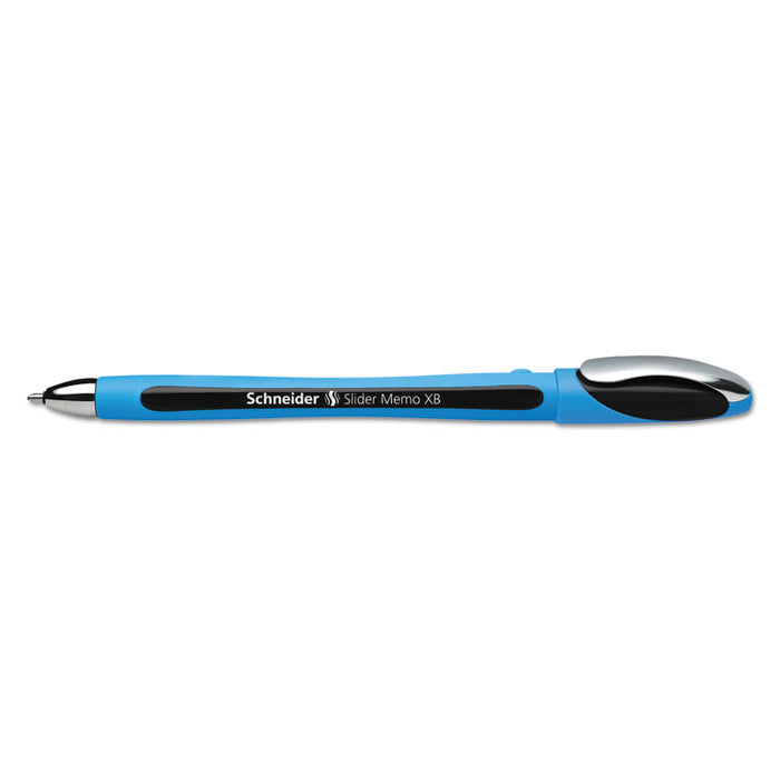 Schneider Slider Memo XB Stick Ballpoint Pen, 1.4 mm, Black Ink, Blue/Black Barrel, 10/Box