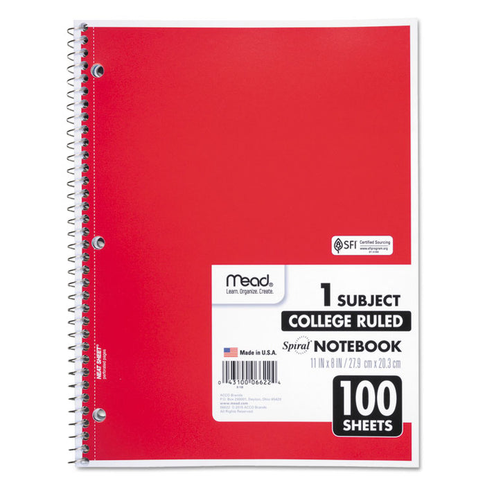 Spiral Notebook, 3-Hole Punched, 1 Subject, Medium/College Rule, Randomly Assorted Covers, 11 x 8, 100 Sheets