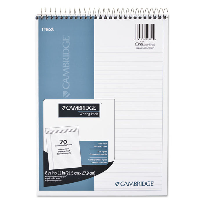 Stiff-Back Wire Bound Notepad, Medium/College Rule, Navy Cover, 70 White 8.5 x 11.5 Sheets