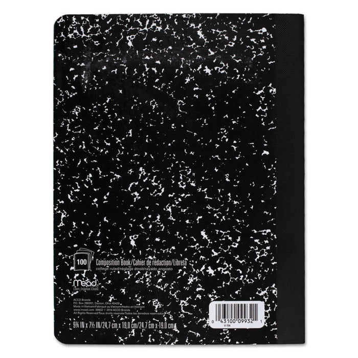 Square Deal Composition Book, Medium/College Rule, Black Cover, 9.75 x 7.5, 100 Sheets