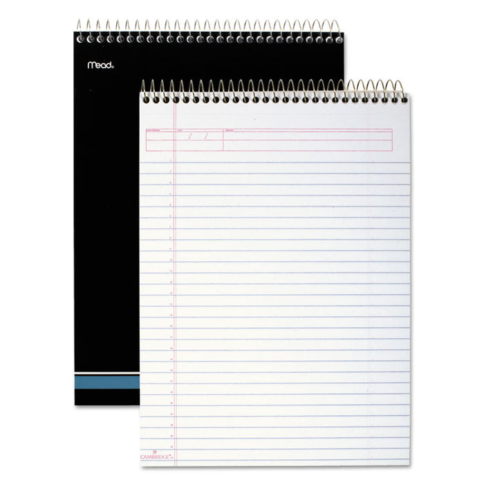 Stiff-Back Wire Bound Notebook, 1 Subject, Wide/Legal Rule, White/Blue Cover, 8.5 x 11.5, 70 Sheets