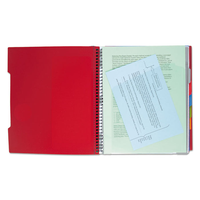 Advance Wirebound Notebook, 5 Subject, 10 Pockets, Medium/College Rule, Randomly Assorted Covers, 11 x 8.5, 200 Sheets