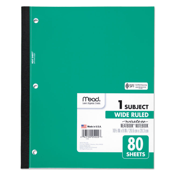 Wireless Neatbook Notebook, 1 Subject, Wide/Legal Rule, Assorted Color Covers, 10.5 x 8, 80 Sheets