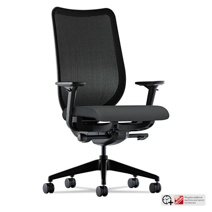 Nucleus Series Work Chair, ilira-Stretch M4 Back, Supports 300 lb, 17" to 21.5" Seat Height, Iron Ore Seat, Black Back/Base
